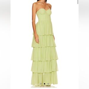 Revolve Lovers and Friends Tiered Green Dress